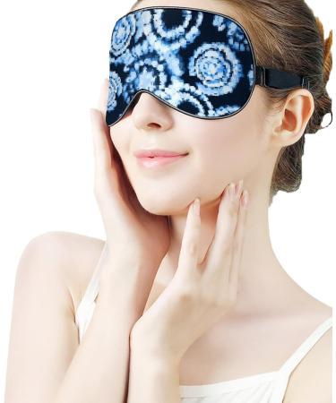Blue Tie Dye Sleep Mask for Women | Adjustable Eye Shades Cover with Elastic Strap - Comfortable Sleep Aid - Buy Online on GoSupps.com