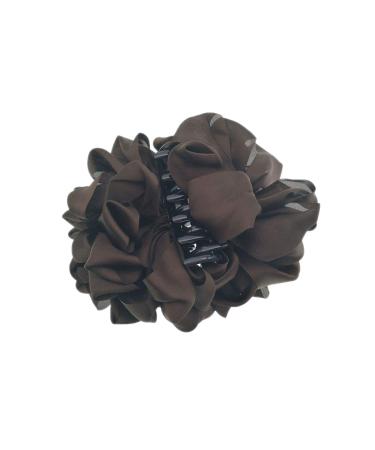 Pudwy Large Silk Flower Bow Hair Claw Jaw Clips for Women Hair Clamps Girls' Wedding Barrettes Hair Accessories Brown