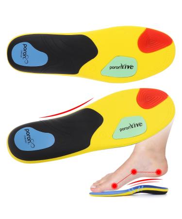 Orthotic Insoles Relief Plantar Fasciitis Arch Support Orthotic Inserts for Men Women Flat Feet High Low Arches Pain Relief Shock-Absorbing Cushions Breathable Design Comfort Use Work Sports XL(Men's 11-12)--305mm Black