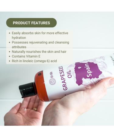 Grapeseed Oil - Pure Grapeseed oil for Skin - 100% Pure Carrier Oil for Hair, Face, and Skin - Direct from EIR Oils in the Beautiful Spanish Countryside (16 oz) Grapeseed Oil 16 Fl Oz (Pack of 1) - Buy Online on GoSupps.com
