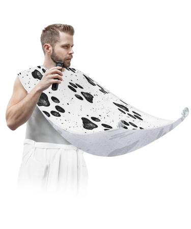 Beard Bib Apron Beard Bib Hair Catcher for Men Shaving and Trimming Non-Stick Waterproof Beard Cape Grooming Cloth Cats Dog Paw Print