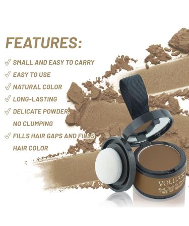 VOLLUCK Root Touch Up Hair Powder - Dark Brown Root Cover Up Stick for Thinning Hair, Bald Spots, Eyebrows, Beard Line - Men and Women - Light-Brown - Buy Online on GoSupps.com