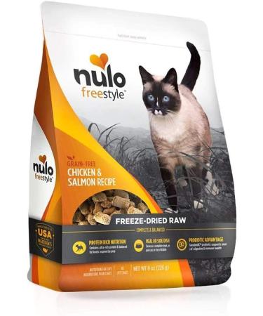 Nulo Freestyle Freeze Dried Raw Cat Food - Grain Free Cat Food with Probiotics, Ultra-Rich Protein to Support Digestive and Immune Health - Premium Topper Chicken & Salmon 8 Ounce (Pack of 1)