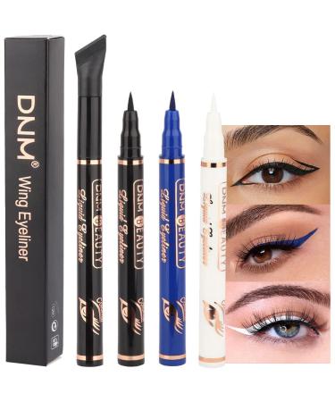 evpct 3Pcs Black Royal Blue White Liquid Wing Eyeliner Stamp Eye Pencil Makeup Set Waterproof Colored Color Eye Liners Stamps Shapes delineador de ojos contra el agua delineadores de colores para ojos 3 Count (Pack of 1)...