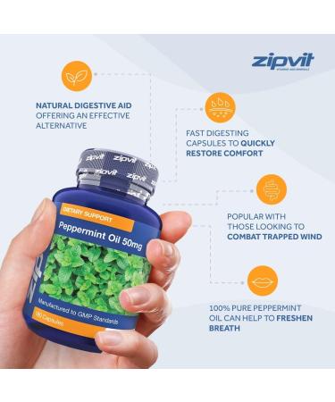 Peppermint Oil Capsules 50mg 180 Peppermint Capsules for Digestive Discomfort. UK Manufactured. - Buy Online on GoSupps.com