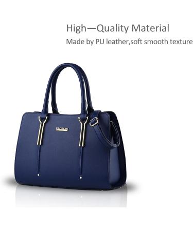 Nicole&Doris Embossed Fashion Travel Bags - PU Leather Backpack for Girls - Navy Blue School Handbag - Buy Online on GoSupps.com