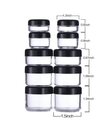 Onwon 10-Piece Clear Plastic Makeup Sample Containers with Mini Spatula - Cosmetic Pot Jars in 3/5/10/15/20 Gram Sizes - Buy Online on GoSupps.com