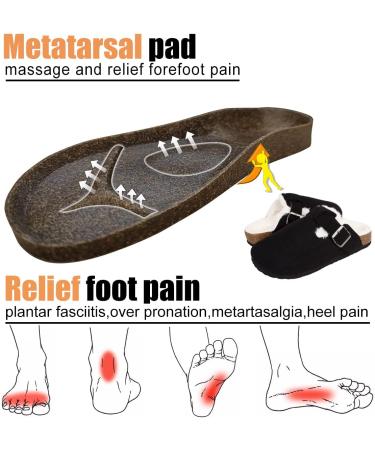 MAIITRIP Women's Wide Orthotic Clogs - Cork Slippers with Arch Support for Plantar Fasciitis & Adjustable Buckle - Indoor/Outdoor Fur Lined House Shoes - Size 10 Black - Buy Online on GoSupps.com