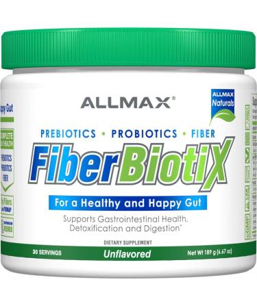 ALLMAX Naturals - FiberBiotix - Supports Gastrointestinal Health Detoxification and Digestion for a Healthy and Happy Gut (189g Unflavored) Unflavored 6.67 Ounce (Pack of 1)