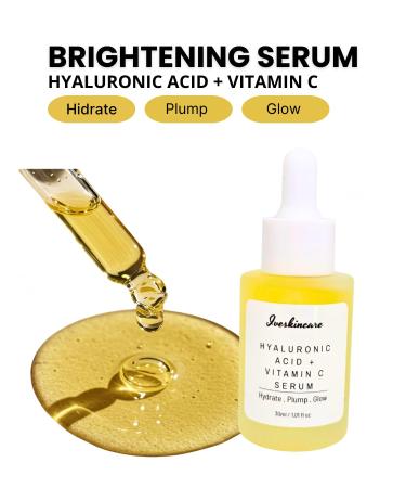 Iveskincare Hyaluronic Acid and Vitamin C Serum Hydrating Face Serum for Plump and Glow 30ml/1.01 fl oz - Buy Online on GoSupps.com