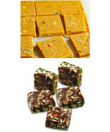 Two Different Types Of Delicious Indian Traditional Sweets Raksha Bandhan Marriage Diwali Holi Ganesh Chaturthi Festival Treat For Family & Friends (2 375g Each) (Green Pista Barfi & Milk Cake) Green Pista Barfi And Milk Cake - Buy Online on GoSupps.com