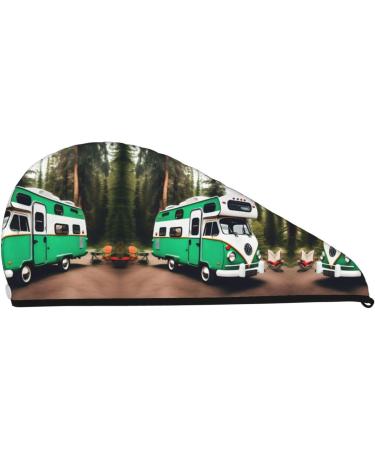Happy Camper Green Coral Velvet Dry Hair Cap | Ideal for Home Travel Pool Parties & More - Quick Drying & Soft Comfort - Buy Online on GoSupps.com