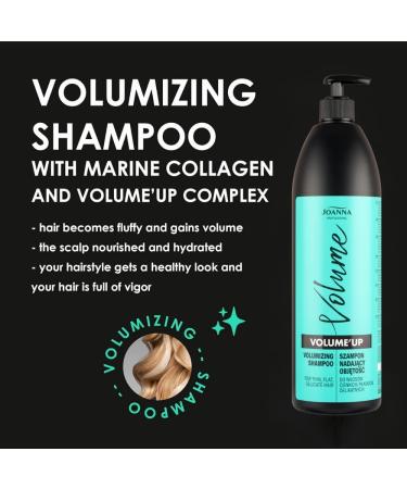 Joanna Professional Volume Up Hair Care Series with marine collagen and innovative volume complex volumizing hair shampoo for thin hair and more hair volume 1000 ml - Buy Online on GoSupps.com