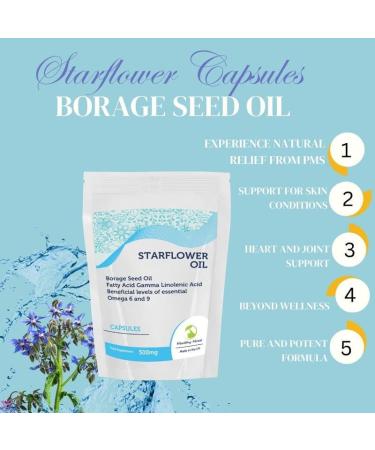 STARFLOWER Oil Borage Seed Oil Linolenic Acid 500mg GLA 60 Capsules - Choose Your Packet Size - LetterBox Friendly UK Fast Delivery - Buy Online on GoSupps.com