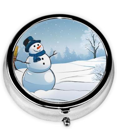 Christmas Printed Mini Round Pill Box | 3 Compartment Portable Organizer for Travel Home & Office - Buy Online on GoSupps.com