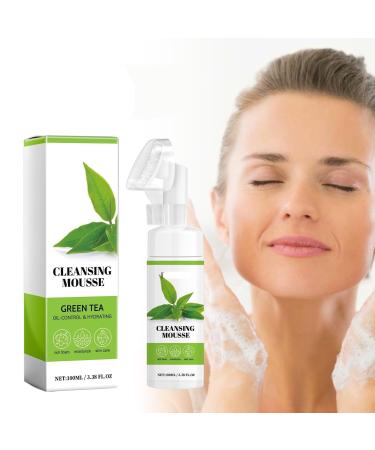 Mousse Nettoyante Au Th Vert - Nettoyant En Profondeur Contr le Du S bum Visage Hydratant R duit Les Ridules Rafra chissant Et Non Dess chant(1PCS) 1 g (Lot de 1)