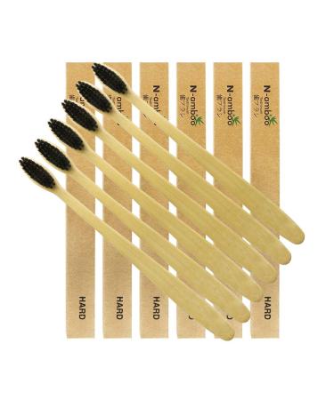 Super Hard Toothbrush Bamboo Toothbrush For Adult Hard Bristles Manual Toothbrush Pack of 6