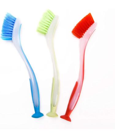 PRL Plastis Set of 3 Washing-Up Brushes with Suction Base Dishwasher Safe Multi 5x21x5x0.1
