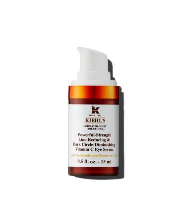 Kiehl's Powerful-Strength 10% Vitamin C Eye Serum Line-Reducing & Dark Circle Diminishing Eye Cream Smooths & Hydrates Undereye for Puffiness & Lines with Hyaluronic Acid & Tri-Peptide - 0.5 fl oz