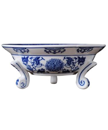 Fruit Basket Fruit Bowl Chinese Style Round Ceramic Fruit Plate Retro Porcelain Fruit Dish Candy Bowl Decorative Kitchen Organizers and Storage (Color : A Size : 26 * 26 * 10cm)