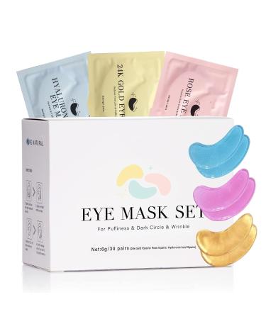 Natural Plant Extracts - 24Pieces - Under Eye Patches - Hyaluronic Acid - Reduces Puffiness and Dark Circles - Facial Anti-Aging Eye Gel - Soothes puffy eyes