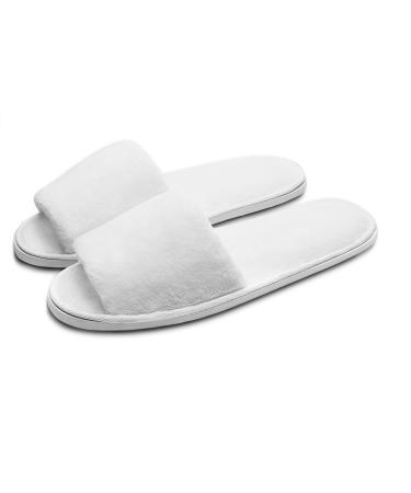 echoapple 5 Pairs of Deluxe Open Toe White Slippers for Spa  Party Guest  Hotel and Travel (Medium  White-5 Pairs)