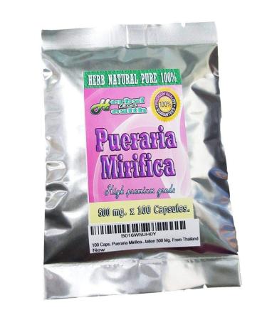 100 Caps. Pueraria Mirifica Powder Root Pure 100% Breast Augmentation 500 Mg. from Thailand