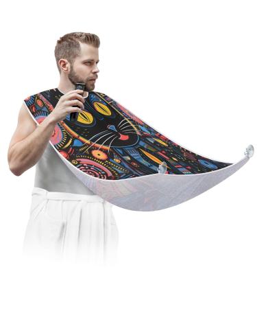 Black Cat Beard Bib Apron Beard Hair Catcher for Men Shaving Fathers Day Anniversary Christmas Gifts for Dad Husband Beard Bib with 2 Suction Cups