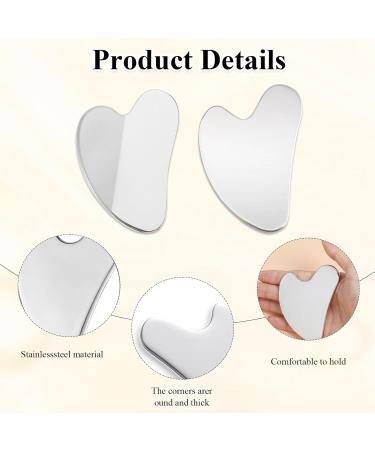 Gua Sha Stainless Steel Set - 2 Pieces Facial Massager for Skin Care Beauty & Muscle Relaxation - Buy Online on GoSupps.com