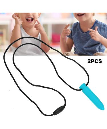2pcs Silicone Baby Teether Necklace Set - Sky Blue | Teething Chewy Toys for Infant Oral Care and Relief from Gum Pain and Itching - Buy Online on GoSupps.com
