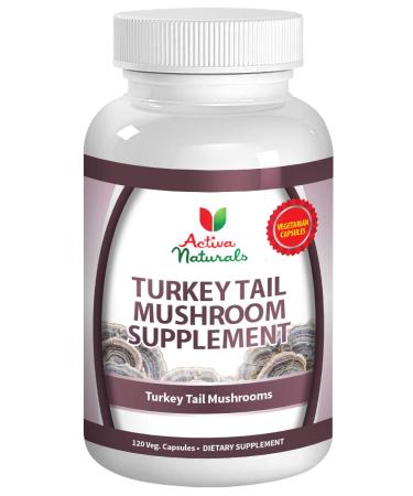 Activa Naturals Turkey Tail Mushroom Supplement - 120 Veg. Capsules with Coriolus Versicolor Mushrooms