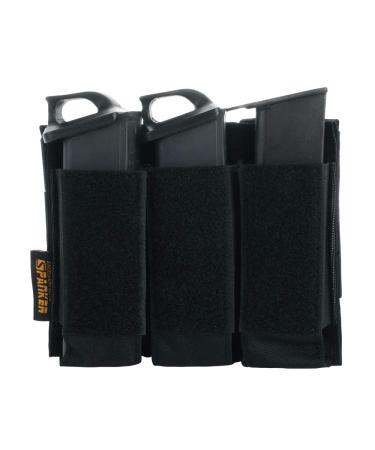 EXCELLENT ELITE SPANKER Tactical Open Top Double/Triple Pistol Mag Pouch for Glock M1911 92F Magazines 40mm Grenade B Triple-Black