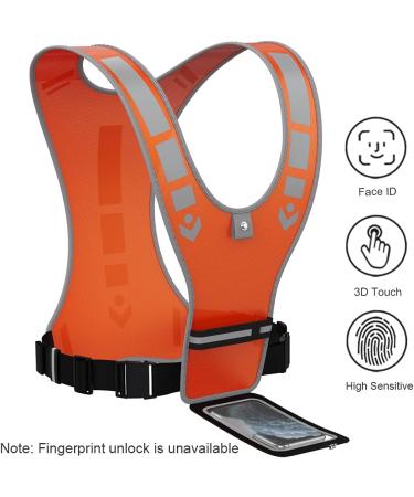 Reflective Vest with Phone Holder | BUMOVE Adjustable Safety Gear for Night Activities | Orange - Buy Online on GoSupps.com