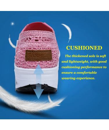 Yeteepot Women's Slip-On Walking Shoes | Wedge Heel Fitness Sneakers | Light Blue Breathable Leisure Shoes | EU Size 40 - Buy Online on GoSupps.com