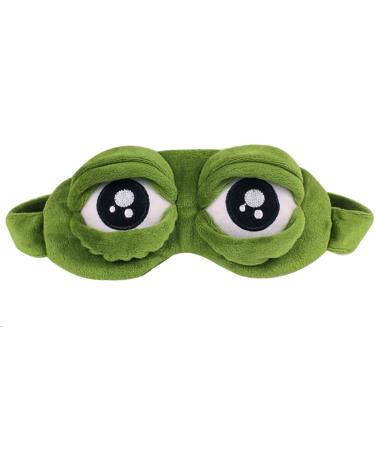 Aisa 3D Frog Cute Cartoon Design Sleeping Eye Blinder Travel Office Snap Soft Plush Eye Mask Green