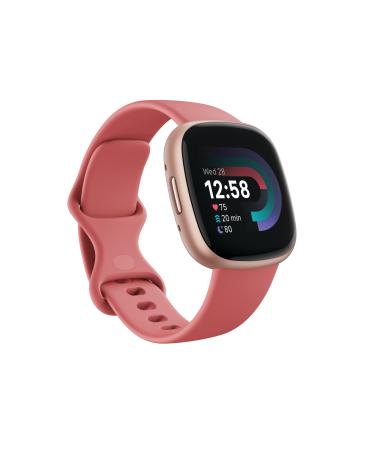Fitbit Versa 4 Fitness Smartwatch with Daily Readiness, GPS, 24/7 Heart Rate, 40+ Exercise Modes, Sleep Tracking and more, Pink Sand/Copper Rose, One Size (S & L Bands Included) Pink Sand / Copper Rose