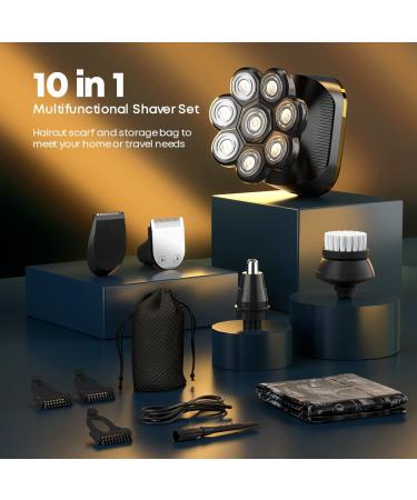 Bald Head Shavers for Men - 8D Electric Razor Shaver | 10-in-1 Grooming Kit with LED Display | Waterproof Rotary Shaver | Cordless & Wet/Dry - Buy Online on GoSupps.com