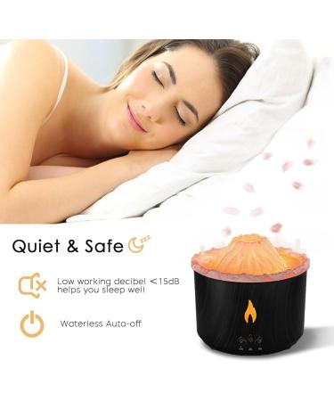 300ml Essential Oil Diffuser - Volcano Flame Aromatherapy Humidifier with Remote Control Timer & Night Lights - Perfect for Home & Office (Dark Wood Grain - Buy Online on GoSupps.com