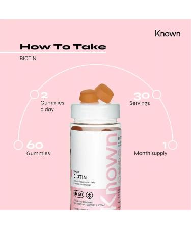Biotin Gummies 10 000 mcg Watermelon Flavoured by Known Nutrition | for Hair Skin and Metabolism | Watermelon Flavour | 60 Two-a-Day Vitamin Gummies | 10 000 g of Biotin per Serving (Pack of 1) - Buy Online on GoSupps.com
