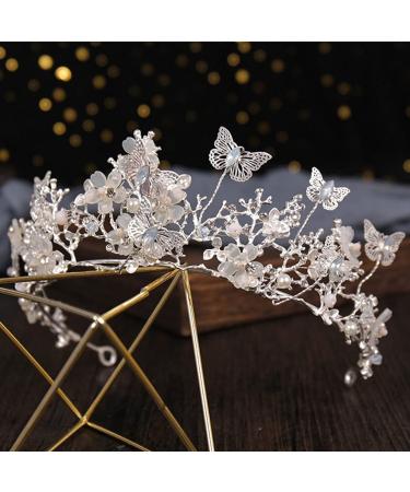 Lurrose Baroque Wedding Crown - Crystal Butterfly Flower Tiara for Women and Girls - Buy Online on GoSupps.com