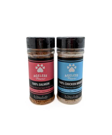Ageless Paws 100% Chicken Breast or 100% Salmon Food Topper for Dogs and Cats, USA-Made, High Protein, Freeze-Dried Raw, No Additives or Preservatives (2.7 oz / 76.5 g) Chicken and Salmon - 1 each