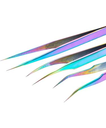 Okuna Outpost 6 Eyelash Extension Precision Tweezers with Storage Case - Rainbow (7 Pieces) - Buy Online on GoSupps.com