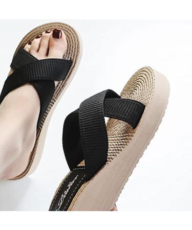 HSYHKDSY Women's Wedge Heel Plateaus Sandals - Elegant Glittering Summer Shoes for Vacation - Comfortable Casual Footwear in Black (5.5 UK) - Buy Online on GoSupps.com