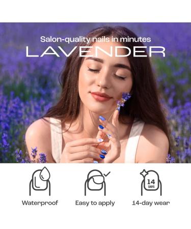 Gya Labs Nail Stickers - 20 Pcs Semi-Cured Gel Nail Strips for Long Lasting Nail Art - Lavender Pattern | Stick on Nails for Women - Buy Online on GoSupps.com