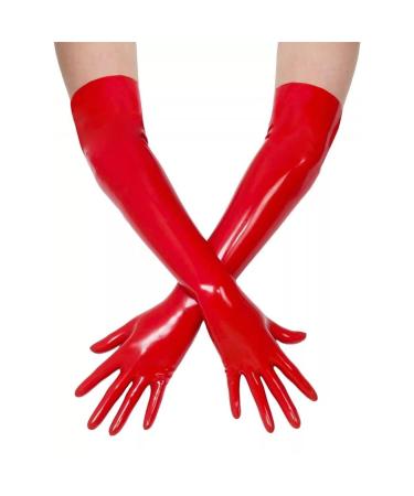 Latex Gloves Rubber Long Gloves Latex Clothing Accessories Natural Latex One-time Molding Unisex Red XX-Large