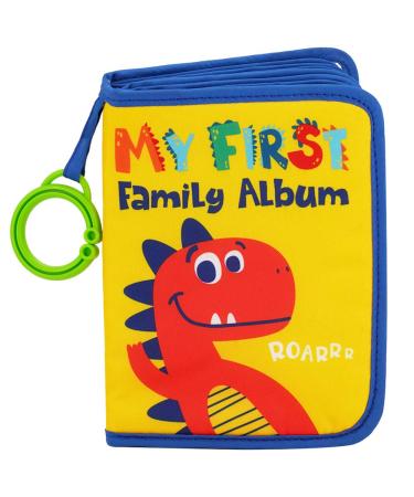 Urban Kiddy Baby's My First Family Album | Soft Photo Cloth Book Gift Set for Newborn Toddler & Kids (Dinosaur)