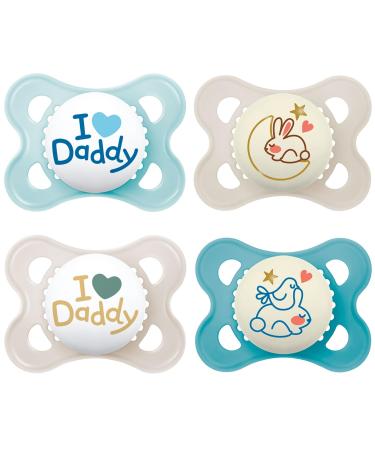 MAM Day & Night Silicone Pacifier 0-6 Uni // Set of 4 // incl. 2 sterilized transport boxes