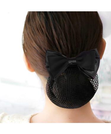 Artibetter Barrette hairnet Women Hair bun Cover net Snood Bowknot Decor Hair Clip 2pcs