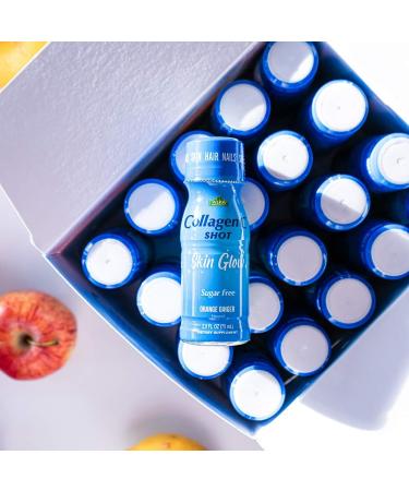 CollagenC Skin Glow Shot 20 Pack - Collagen 10g, Vitamin C 1000mg, Biotin 1000mcg, Vitamin D 800 IU - Natural Orange-Ginger Flavor - 2.5oz Bottle - Buy Online on GoSupps.com