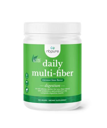 nbpure All-Natural Daily Multi-Fiber Premium Fiber Supplement with Prebiotics Probiotics Coconut Lime Flavor 360 Grams